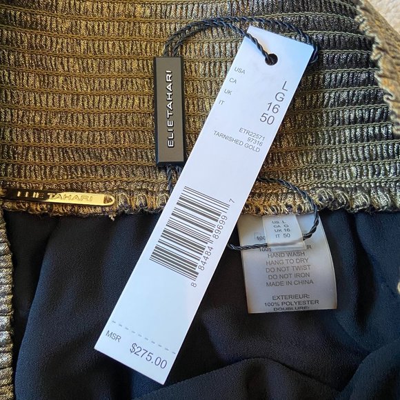 Elie Tahari Metallic Pleated Midi Skirt NWT - Picture 9 of 10